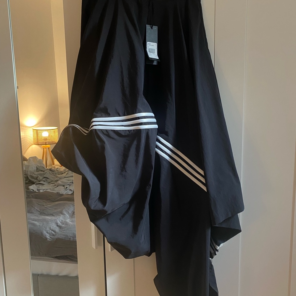 Y-3 Black Asymmetrical Draped Maxi Skirt with White Stripes - Picture 2 of 3